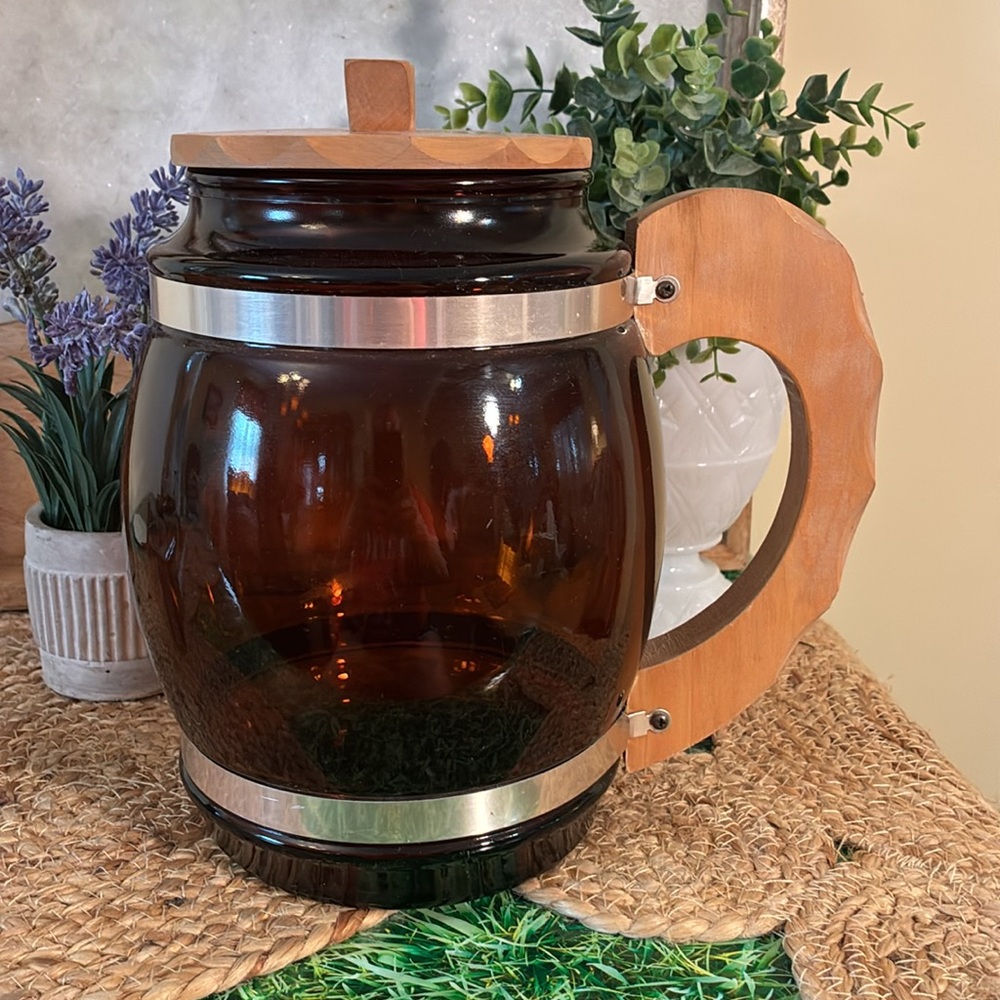 SIESTAWARE, Elegant Glass and Wood Giant Stein, Vintage Home Decor #2